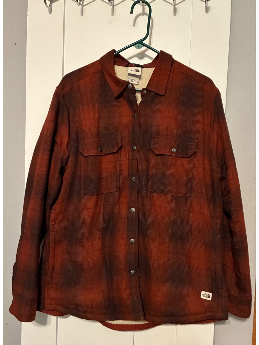 The North Face Sherpa-Lined Plaid Flannel Shirt Jacket (Shacket) sz XL